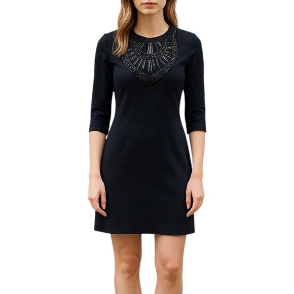 Armani Exchange 3/4 Sleeve Embellished Fitted Mini Dress Black Size XS - Picture 2 of 9